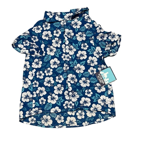 Other - Blue Floral Hawaiian Button Down Dog Shirt Size XL